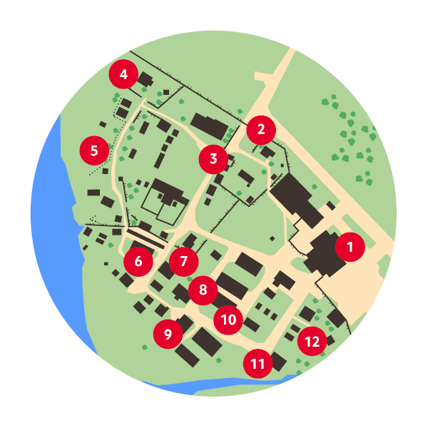 Kartta Pielisen museon ulkoalueesta
